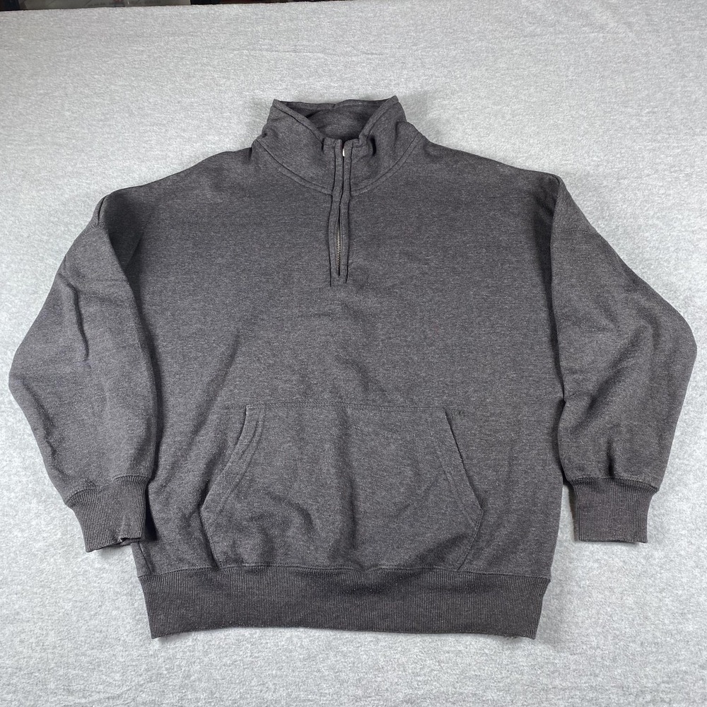 Basix Of America Yellowstone‎ Sweatshirt Mens Small Gray 1/4 Zip Fleece Pullover